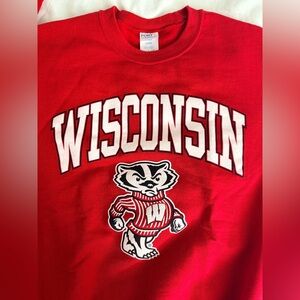 Wisconsin Badgers Red Crewneck Sweatshirt with Bucky Badger Logo